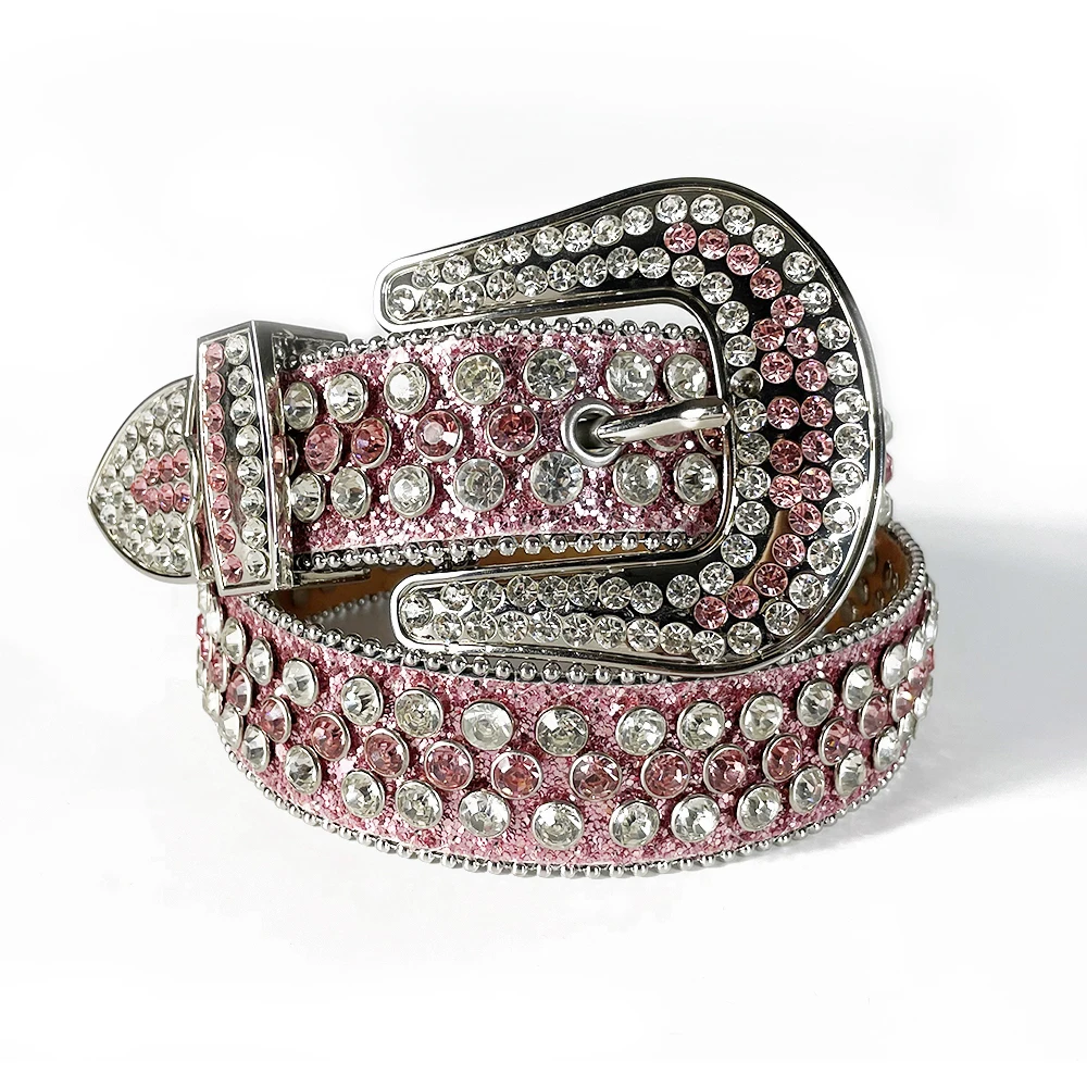 Western Cowgirl Bling Studded Leather Belts for Jeans