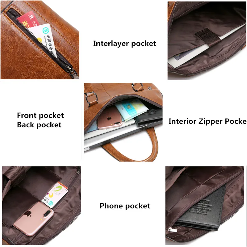 JEEP Designer Mens Business Briefcase PU Leather