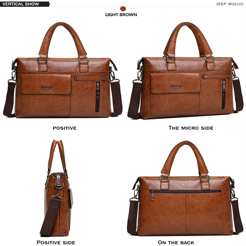 JEEP Designer Mens Business Briefcase PU Leather