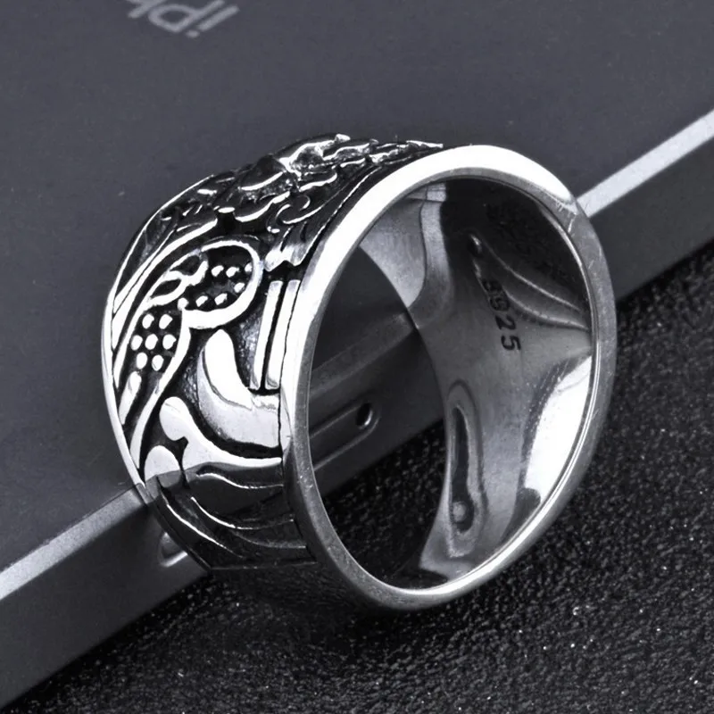 New S925 Silver Wide Face Ring For Men