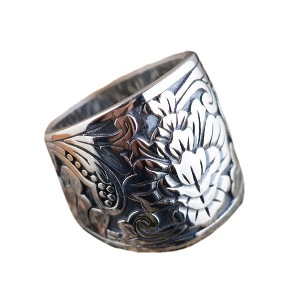 New S925 Silver Wide Face Ring For Men