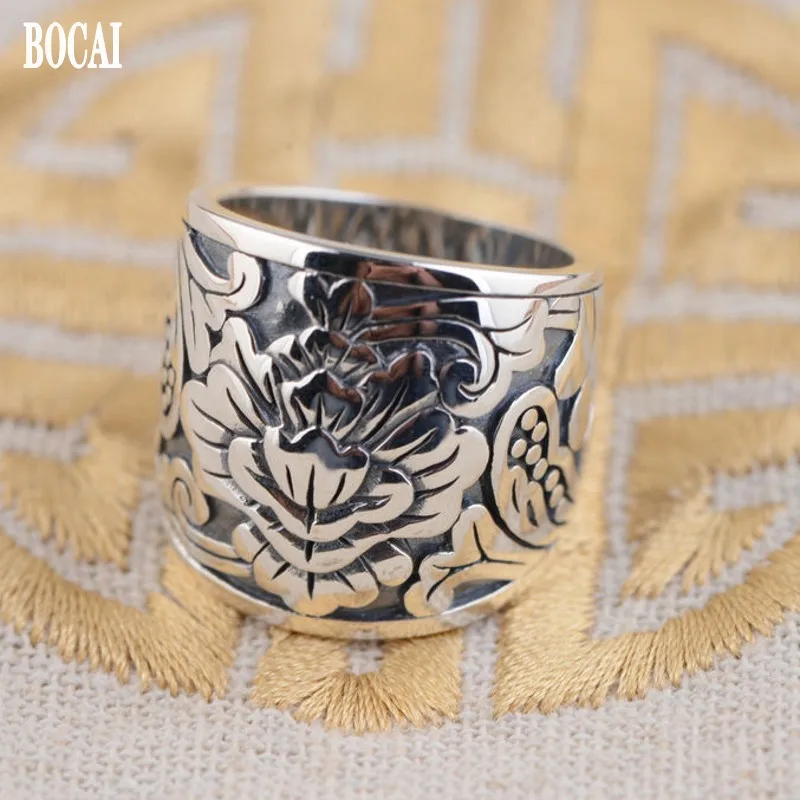 New S925 Silver Wide Face Ring For Men