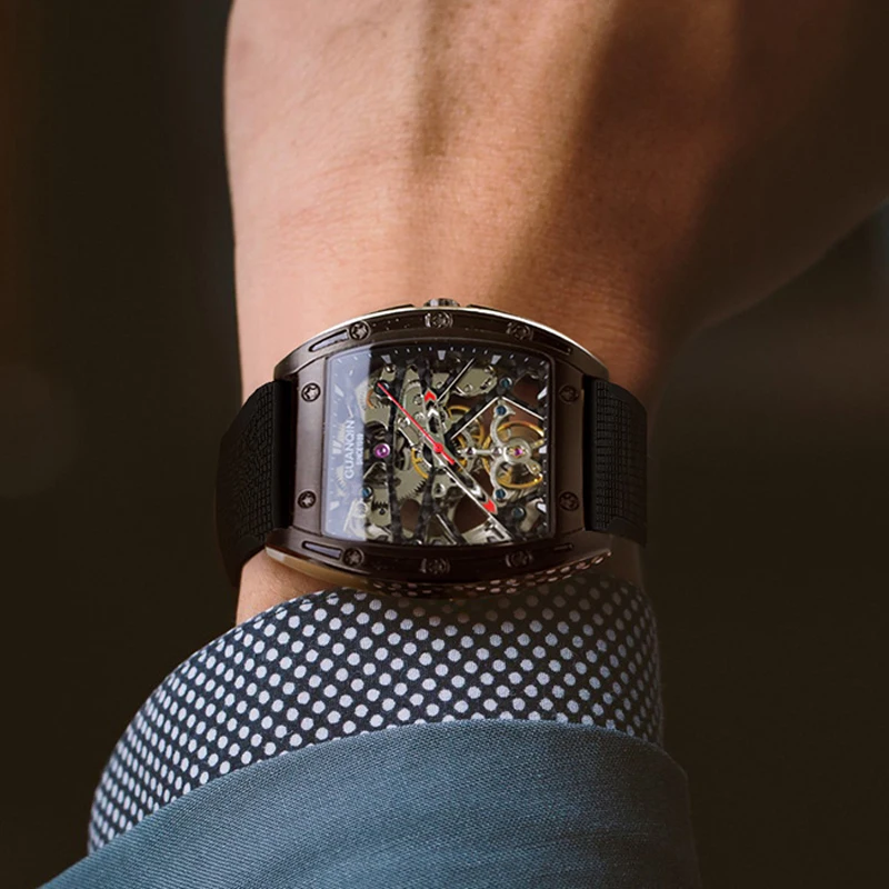 GUANQIN Automatic Square Skeleton Watch