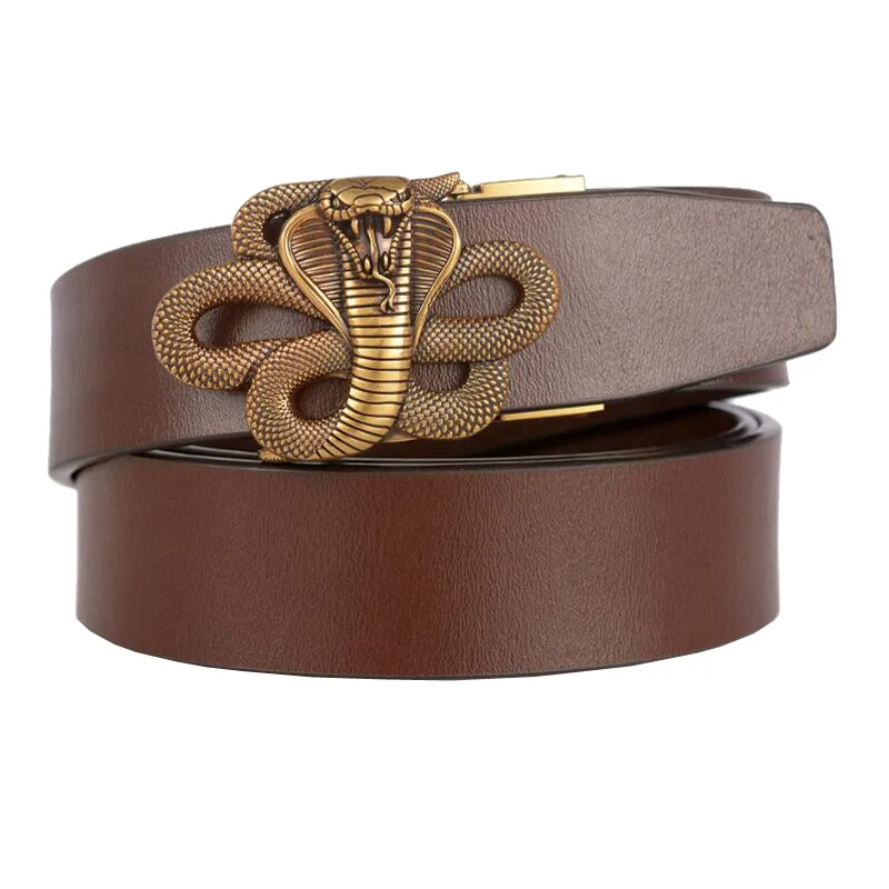 Western Snake Buckle Leather Automatic Belt