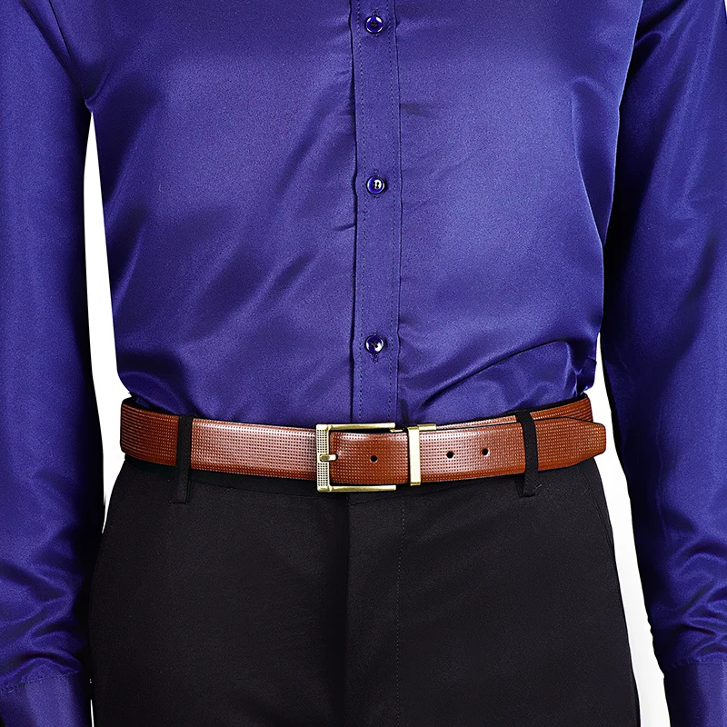 Men's Classic Dress Belt Reversible Rotated Buckle