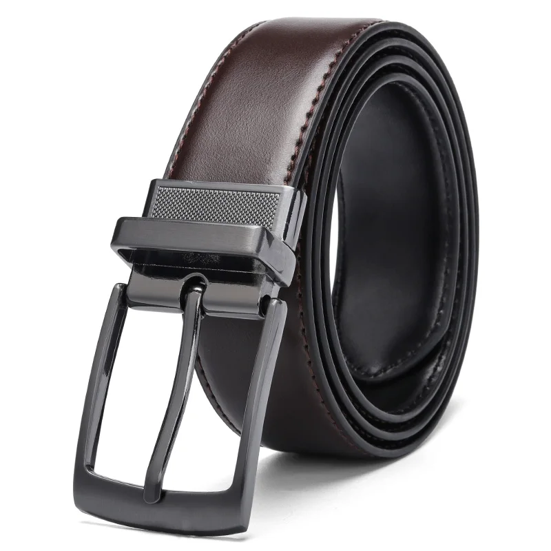 Men's Leather Reversible Belt 2 Sided Brown Black