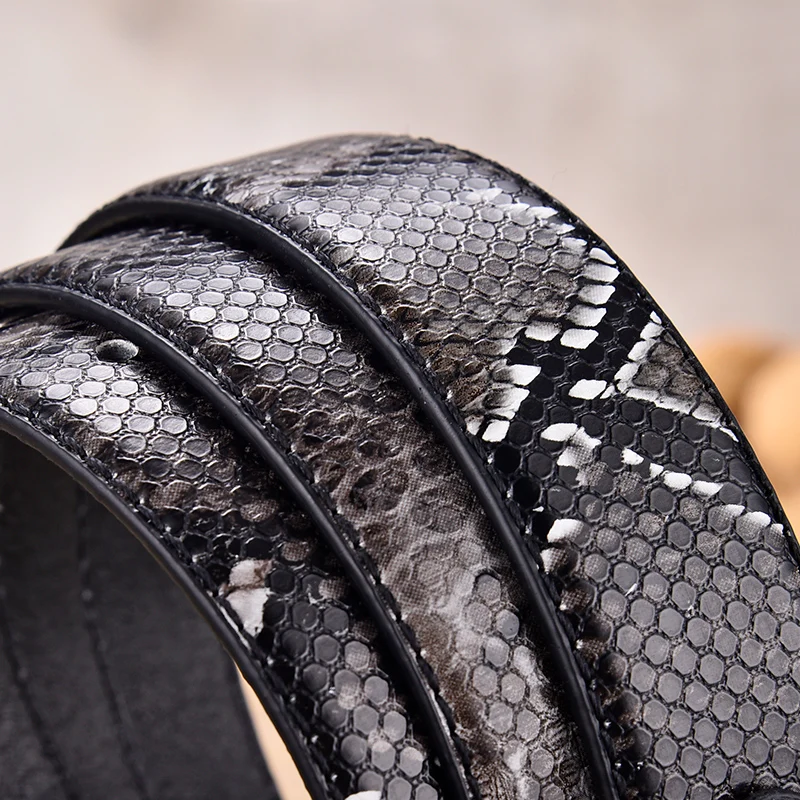 Men's Snake Skin Pattern Genuine Leather Dress Belt