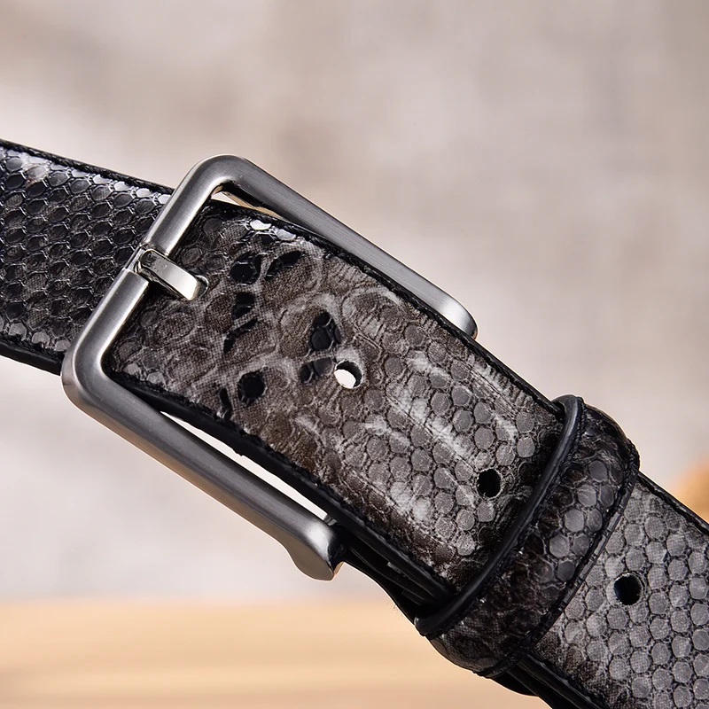 Men's Snake Skin Pattern Genuine Leather Dress Belt