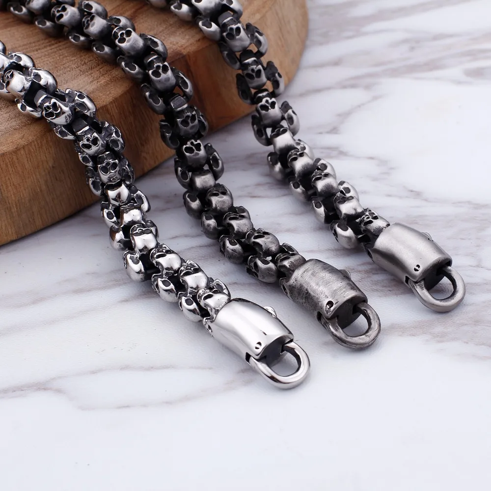 Link Chain Gothic Skull Bracelets Stainless Steel