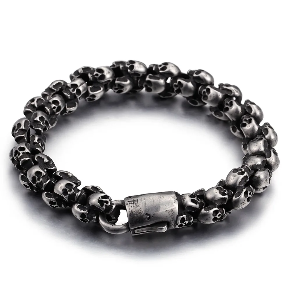 Link Chain Gothic Skull Bracelets Stainless Steel
