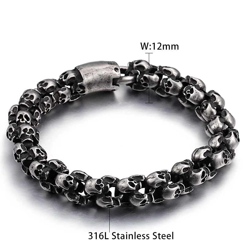 Link Chain Gothic Skull Bracelets Stainless Steel