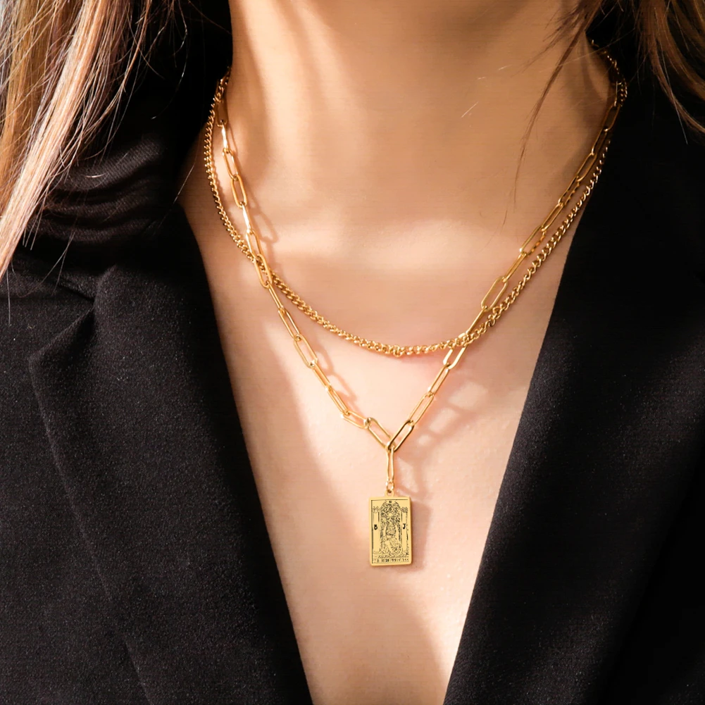 Vintage Tarot Cards Stainless Steel Choker for Women