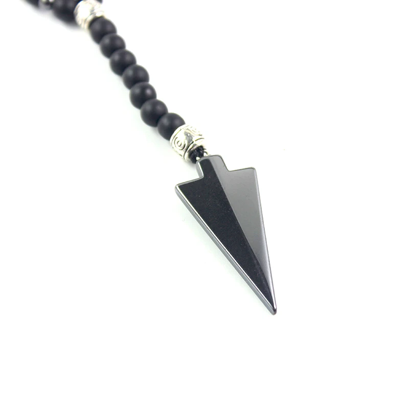 Black Onyx Gemstone Necklace With Arrowhead Pendant