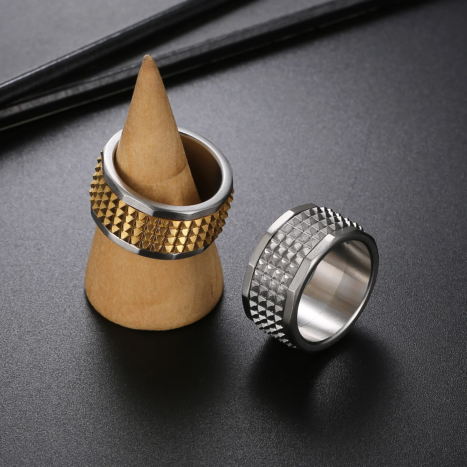 Men's Spike Ring Gothic Stainless Steel 12mm Wide