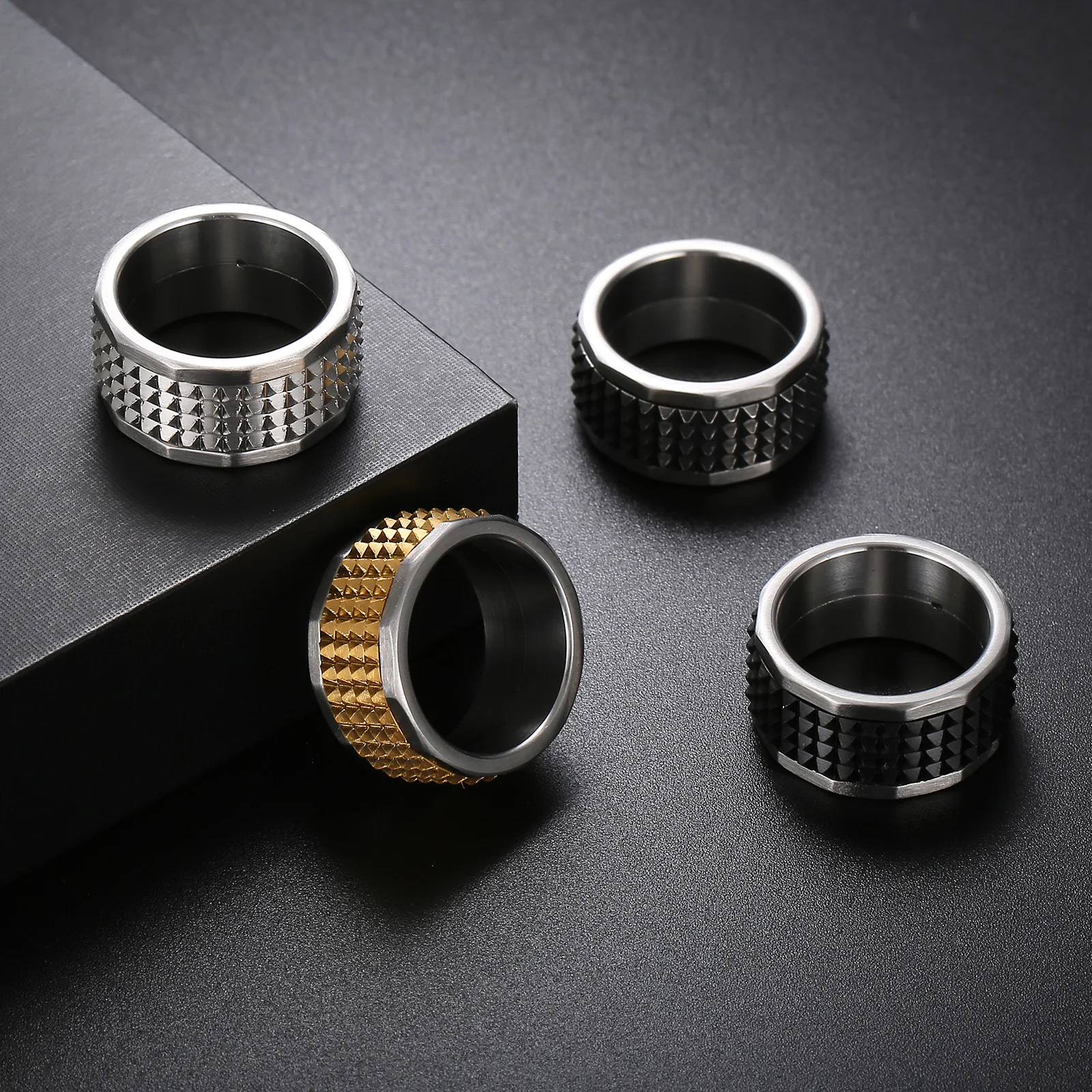 Men's Spike Ring Gothic Stainless Steel 12mm Wide