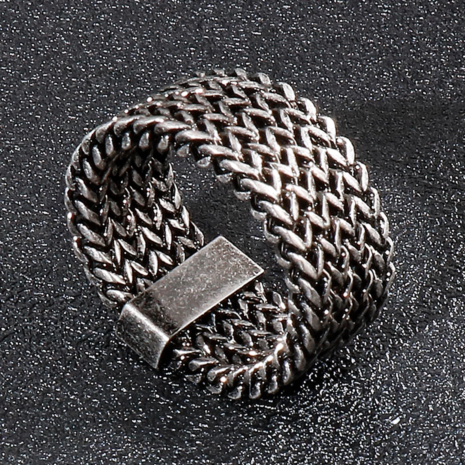 Hip Hop Rock Multicolor Stainless Steel Mesh Ring