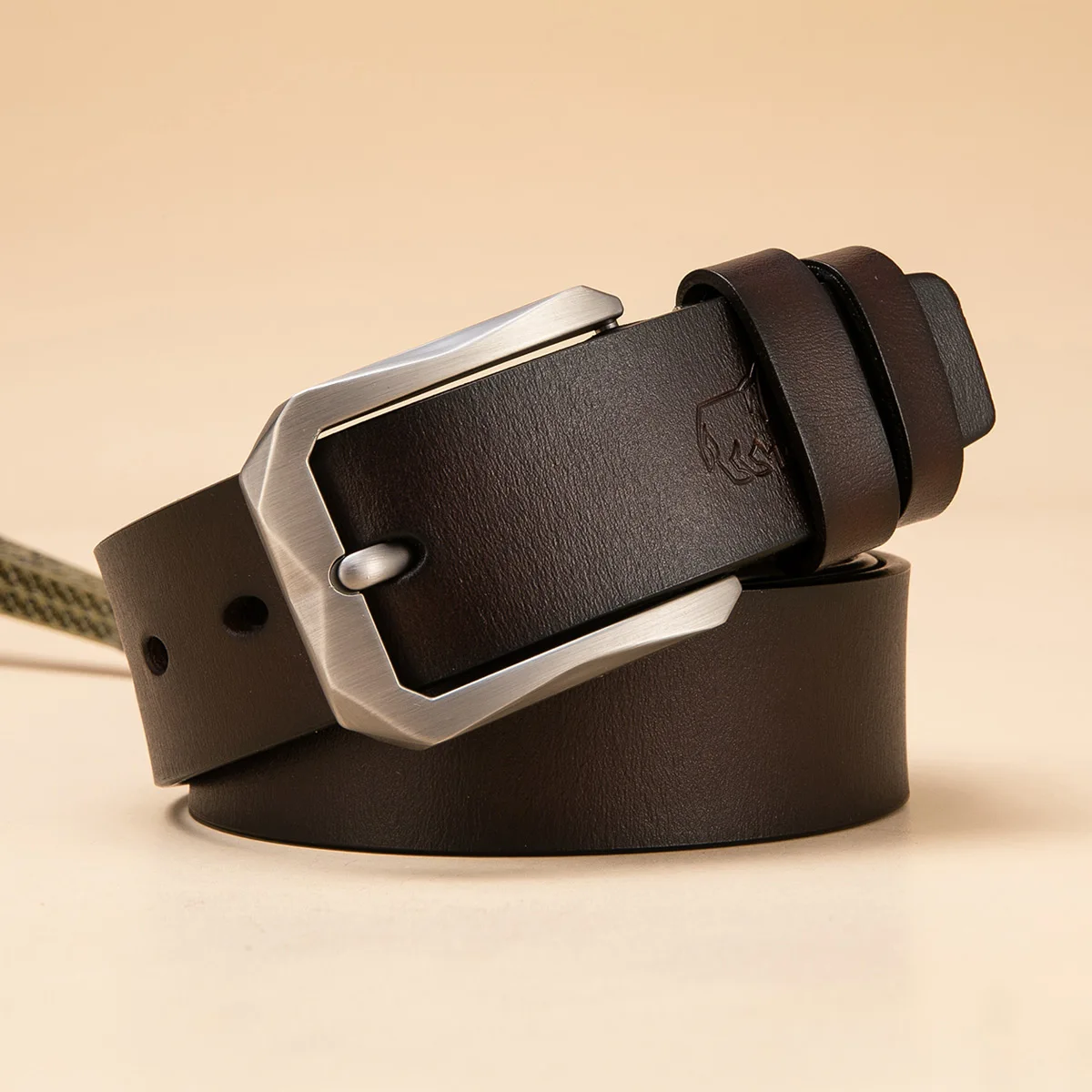 Casual Leather Belt with Single Prong Buckle for Jeans