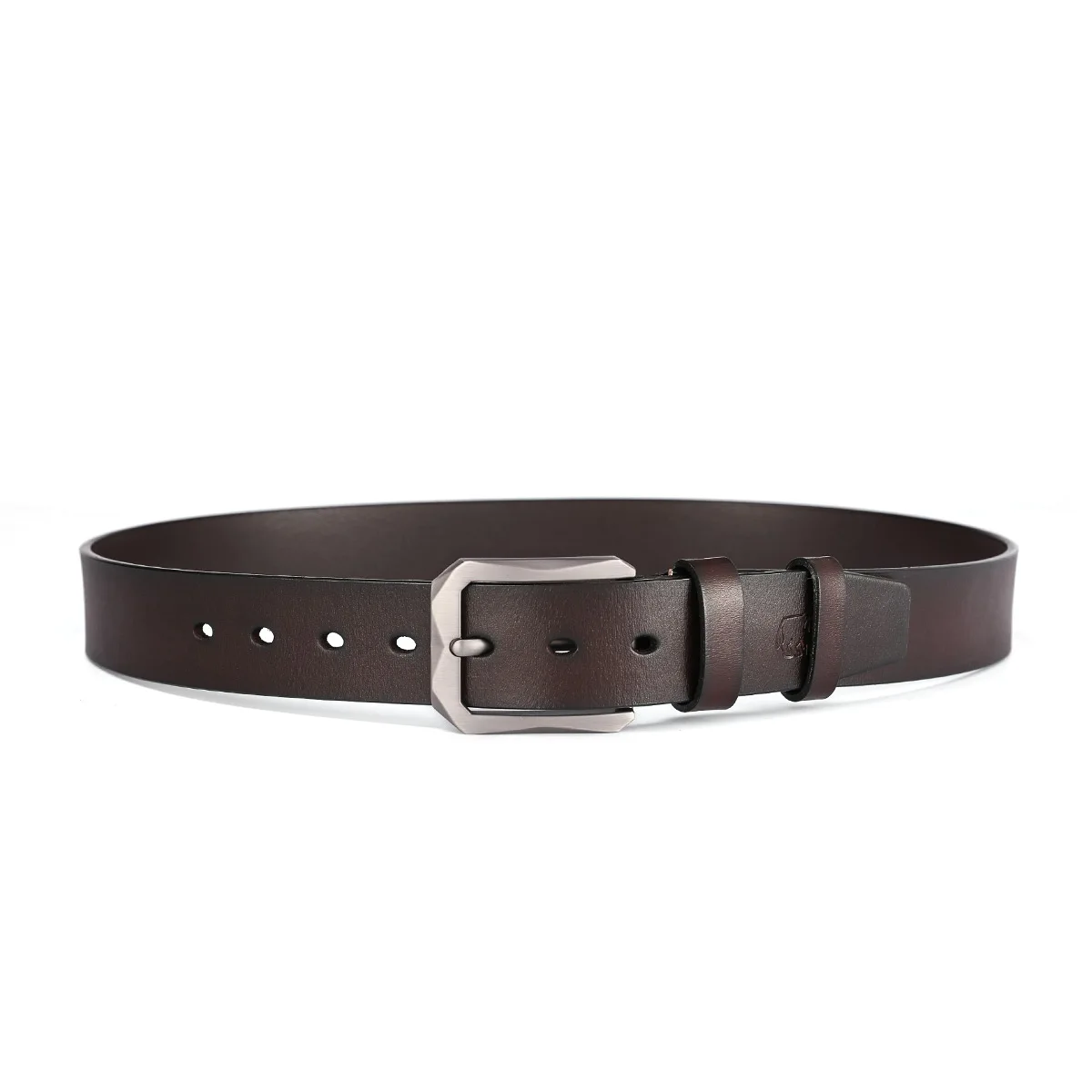 Casual Leather Belt with Single Prong Buckle for Jeans