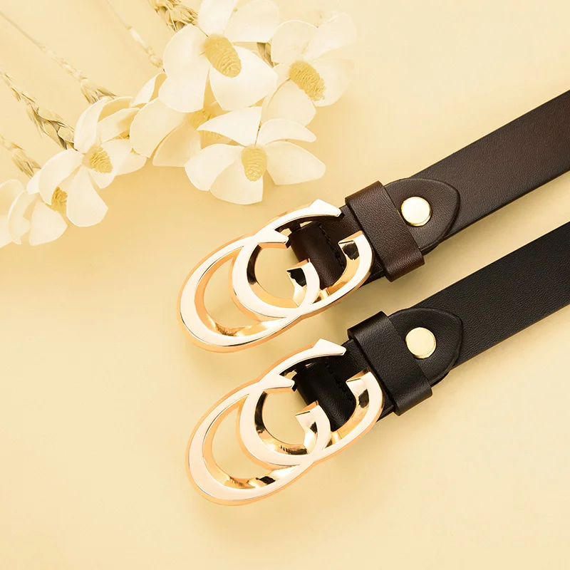 Double G Buckle Women's Genuine Leather Belt