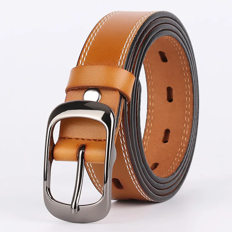 Ladies Fashion Vintage Leather Belt Single Prong Buckle