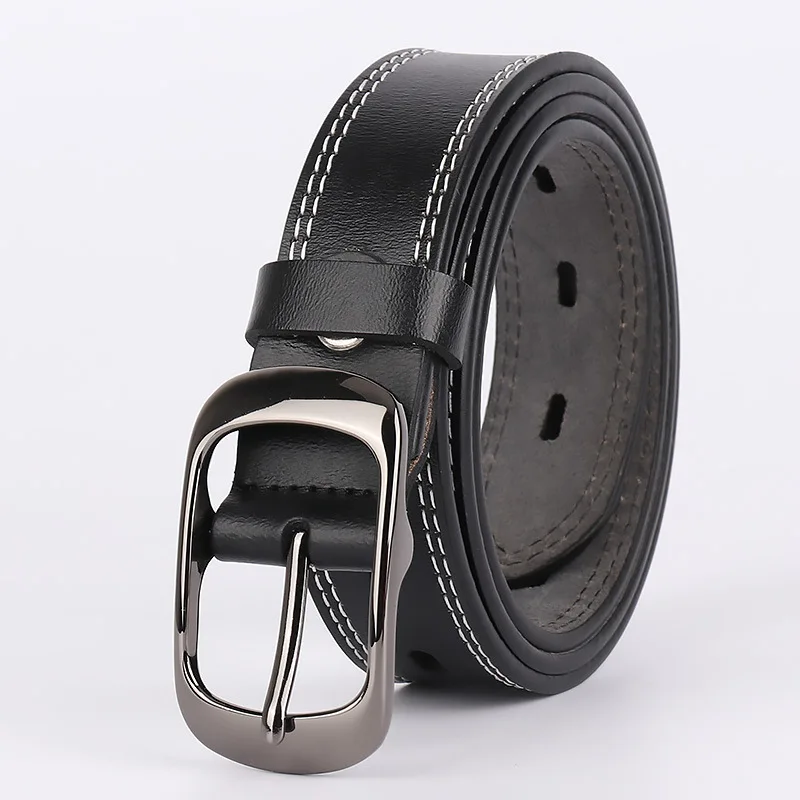 Ladies Fashion Vintage Leather Belt Single Prong Buckle