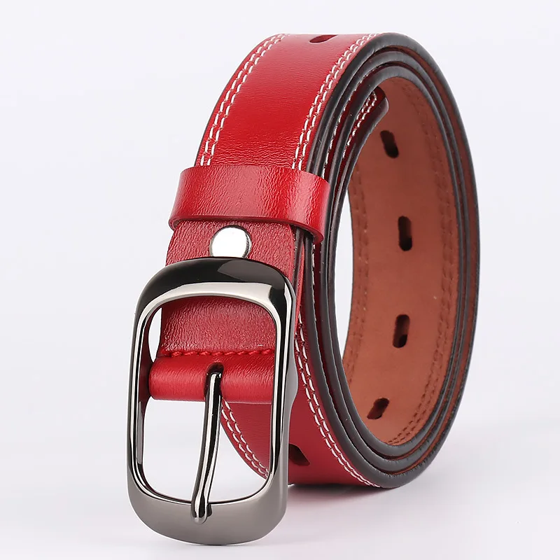 Ladies Fashion Vintage Leather Belt Single Prong Buckle
