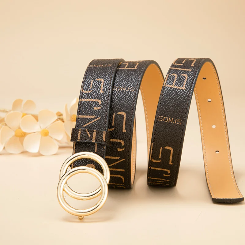 Women's Belt with Fashion Double O Ring Buckle