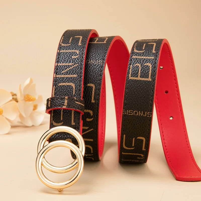 Women's Belt with Fashion Double O Ring Buckle