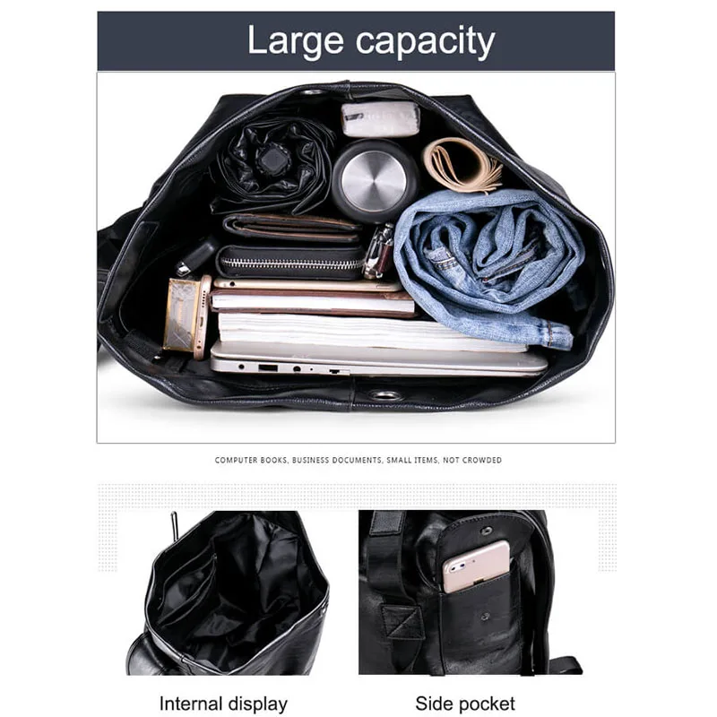 Leather Trip Men's Large Capacity Travel Backpack