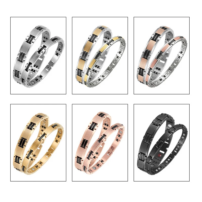 Couple Magnetic Stainless Steel Bracelet With Hook Buckle