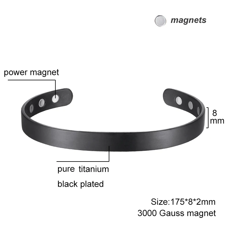 Copper Magnetic Cuff Bracelet Black Plated