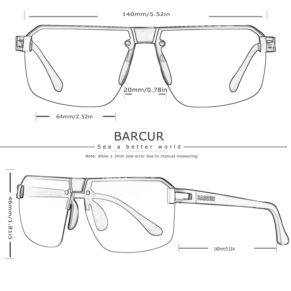 Designer Square Sunglasses for Men Luxury Driving