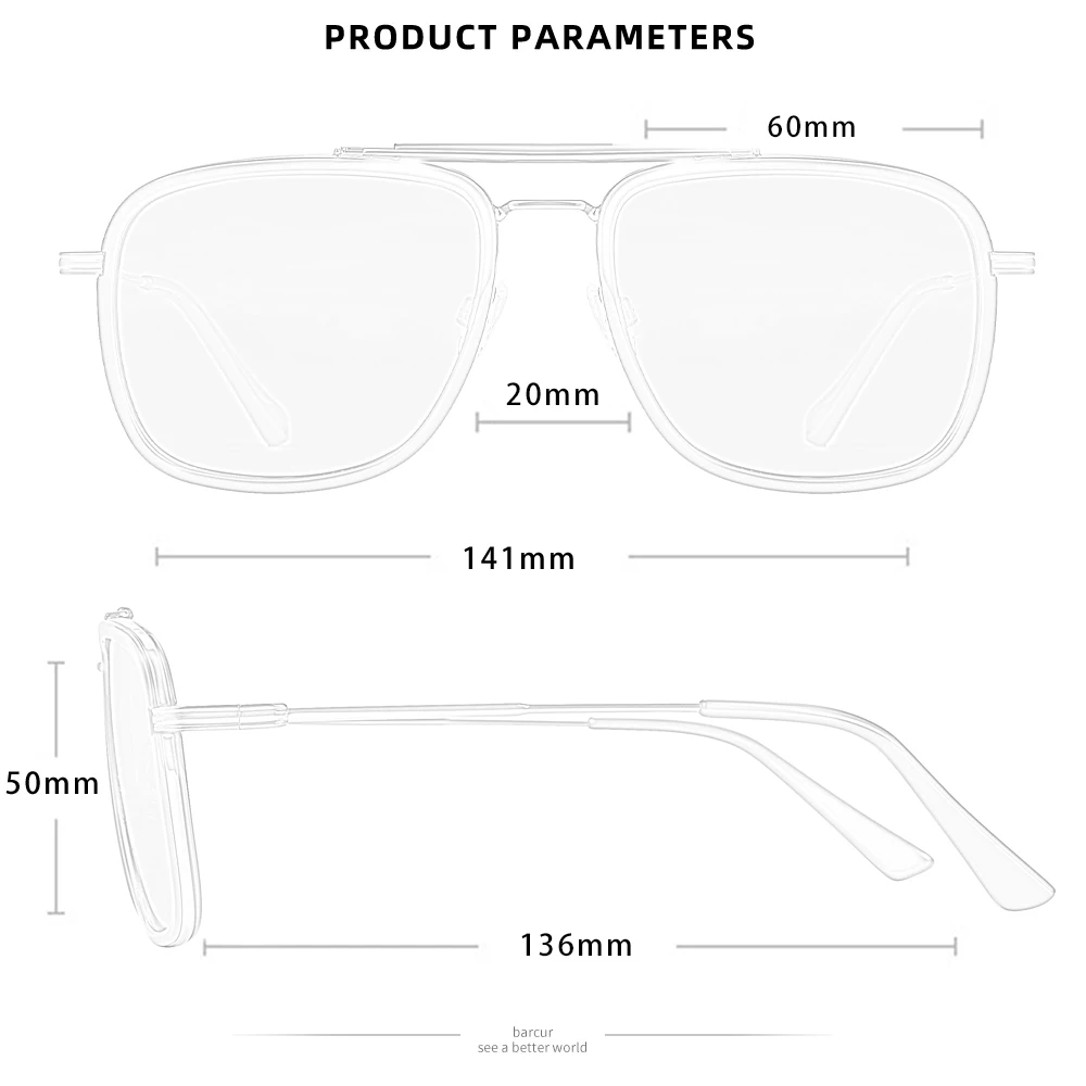 Square Polarized Sunglasses for Men Women