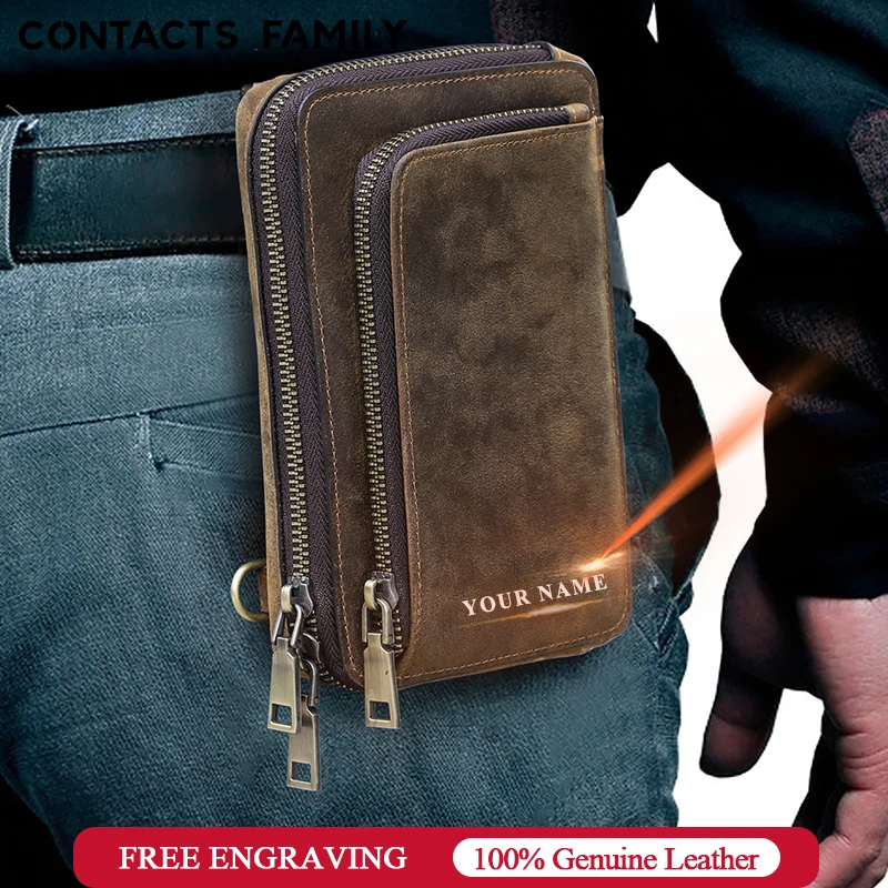 Phone Bag Waist Pouch Genuine Leather Card Holder