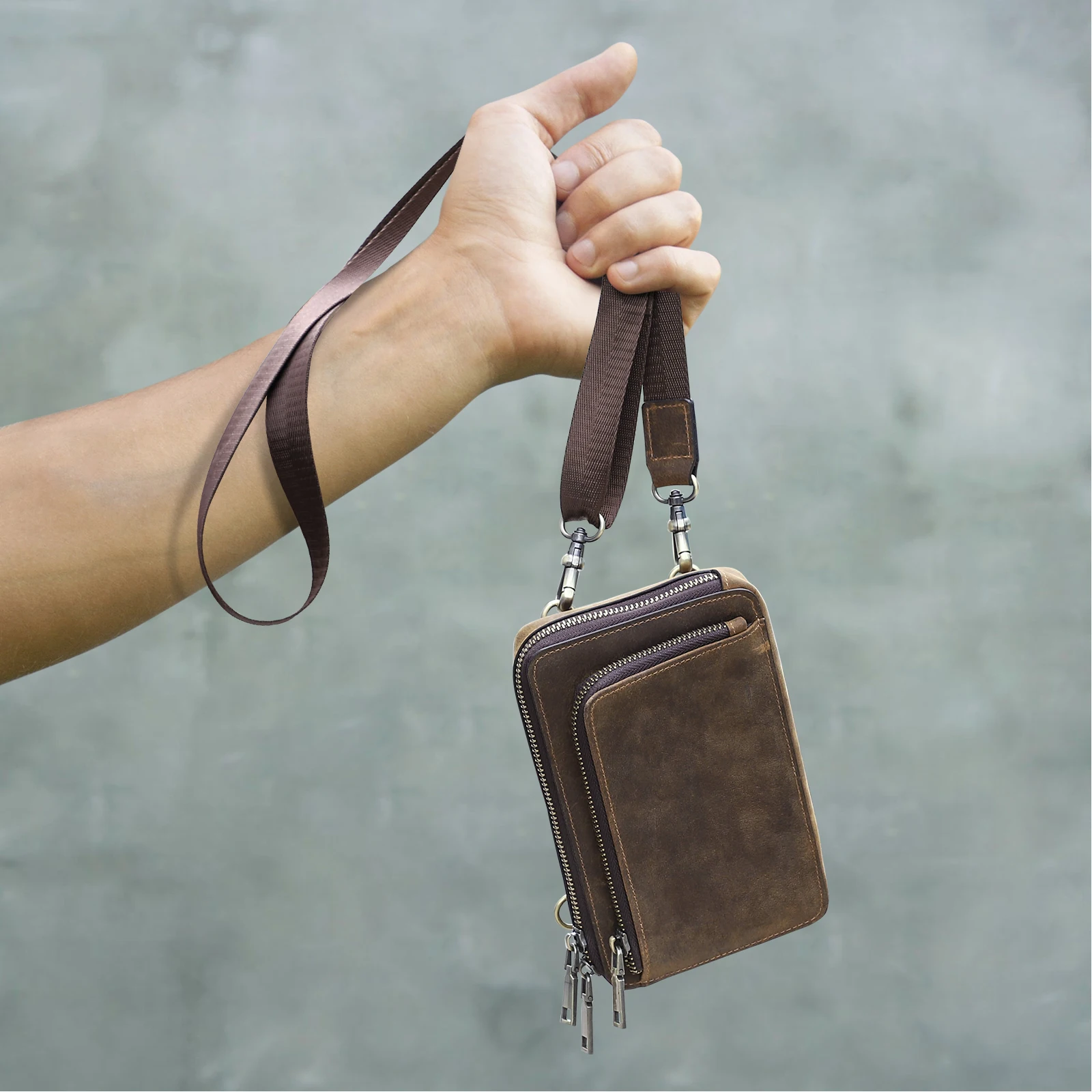 Phone Bag Waist Pouch Genuine Leather Card Holder