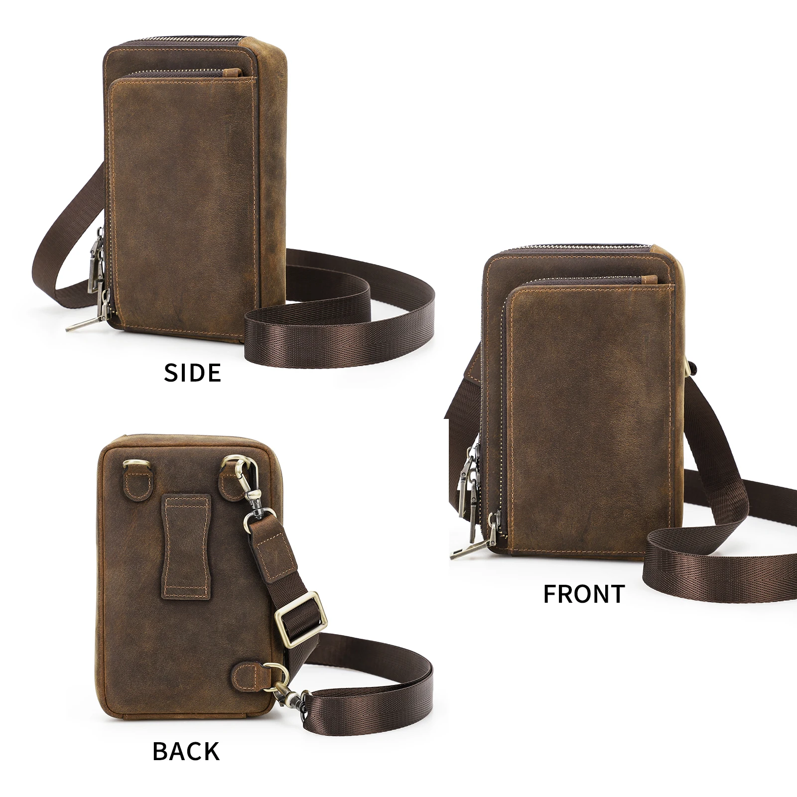 Phone Bag Waist Pouch Genuine Leather Card Holder