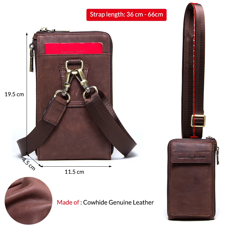 Retro Leather Phone Crossbody Bag with Shoulder Strap
