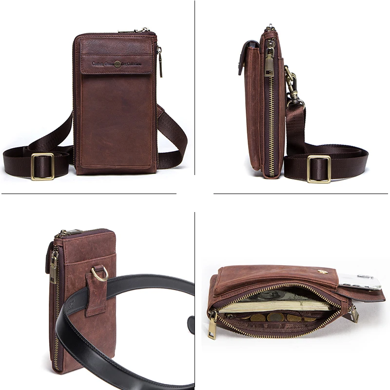 Retro Leather Phone Crossbody Bag with Shoulder Strap