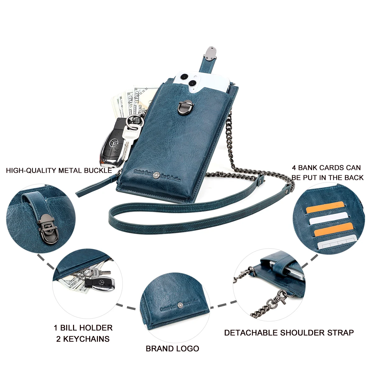 Womens Genuine Leather Small Cell Phone Purse