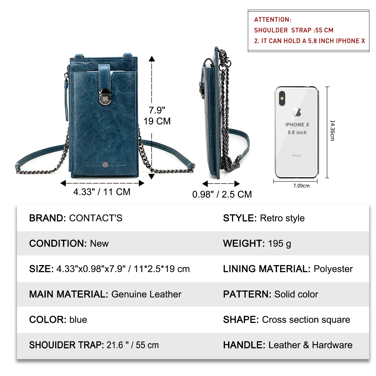Womens Genuine Leather Small Cell Phone Purse