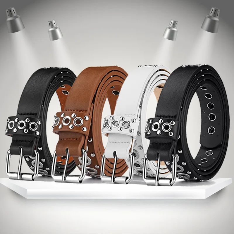 Punk Metal Rivet Pin Buckle Luxury Belts for Women