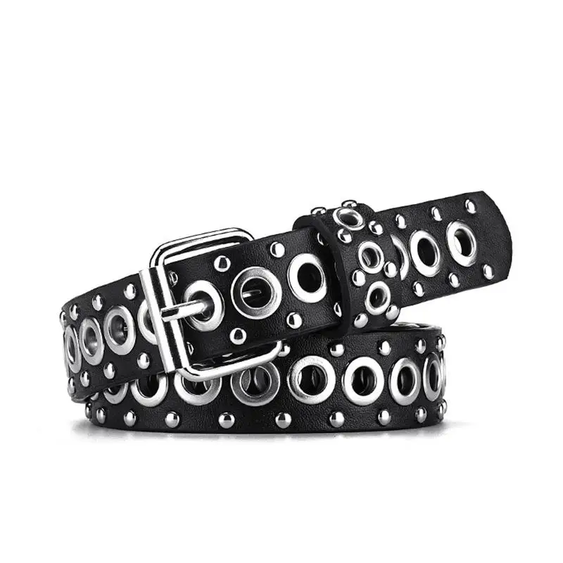 Punk Metal Rivet Pin Buckle Luxury Belts for Women