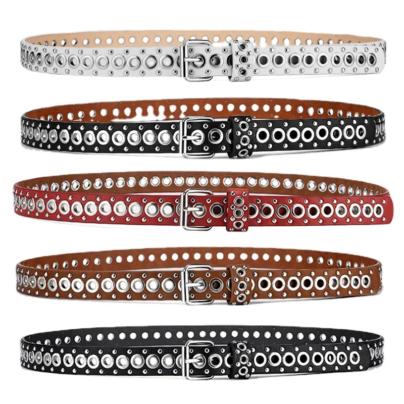 Punk Metal Rivet Pin Buckle Luxury Belts for Women