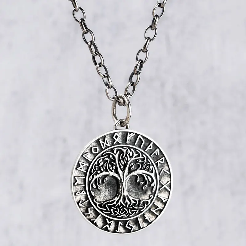 Nordic Viking Life of Tree Pendant Silver Necklace