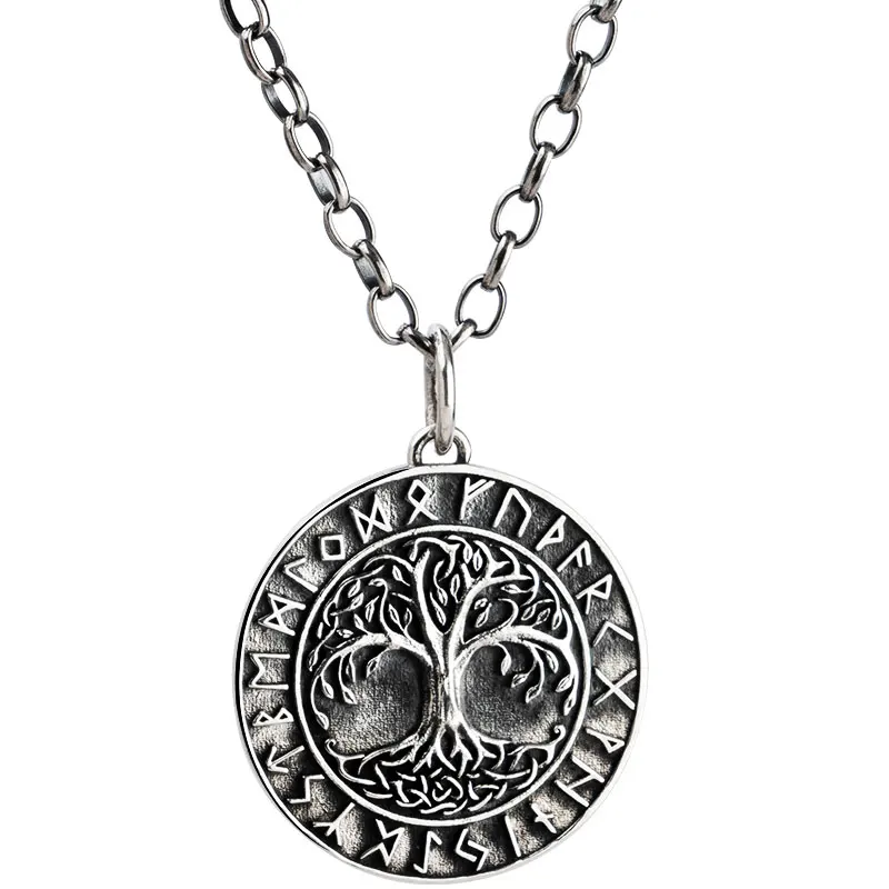Nordic Viking Life of Tree Pendant Silver Necklace