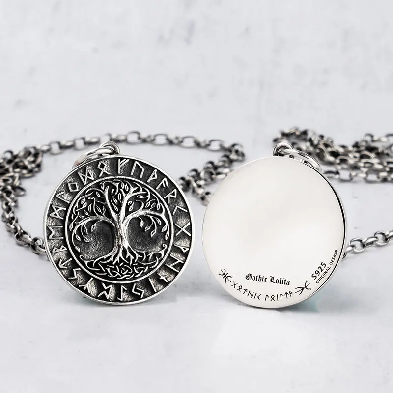 Nordic Viking Life of Tree Pendant Silver Necklace