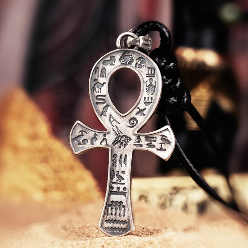 Egyptian Ankh Cross Pendant 925 Silver Necklace