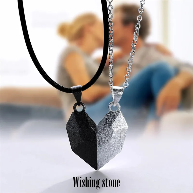 Magnetic Couple Necklace for Lovers Friendship Heart Pendant