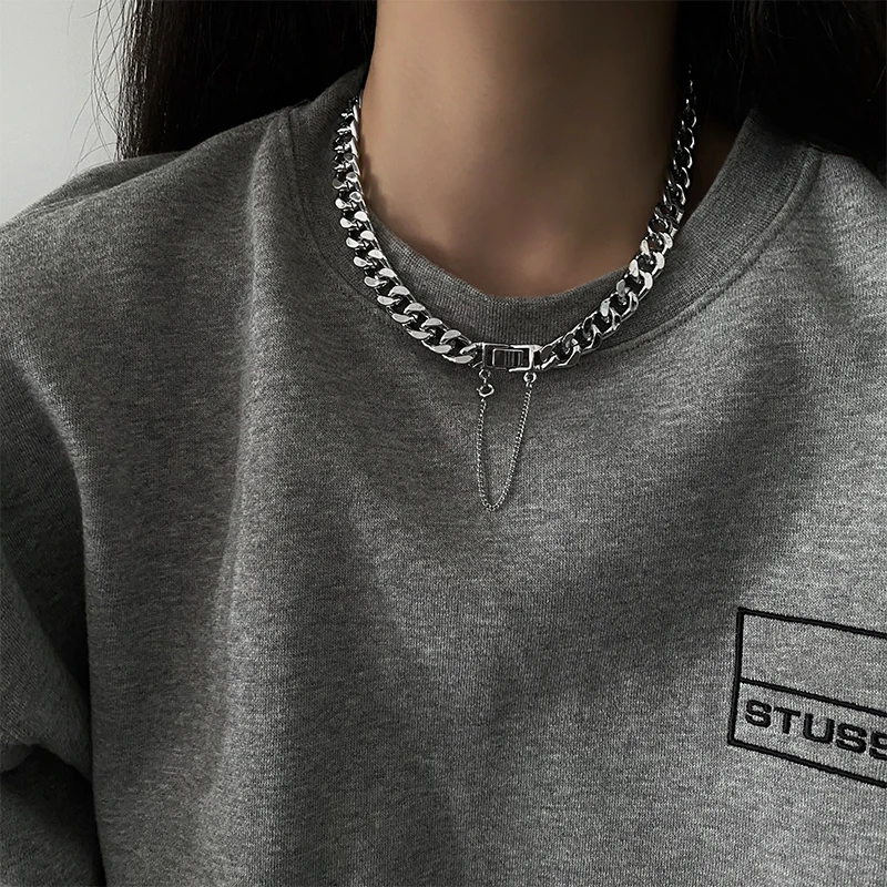 Gold Silver Cuban Chain Minimalist Choker Necklace