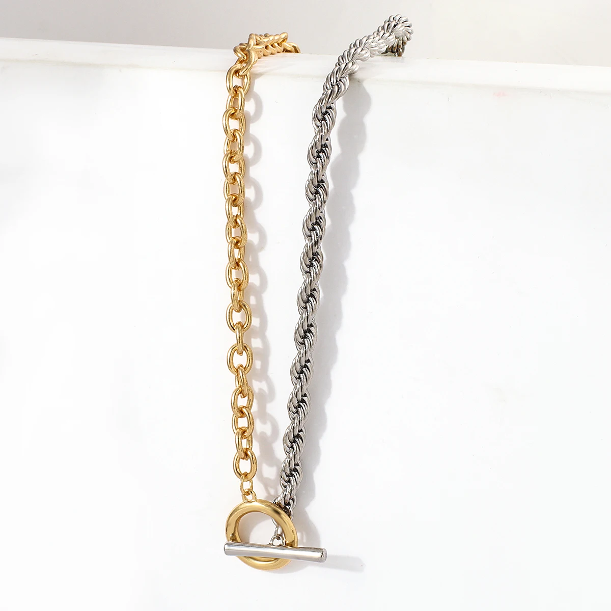 Chunky Vintage Gold Silver Color Twist Chain Necklace